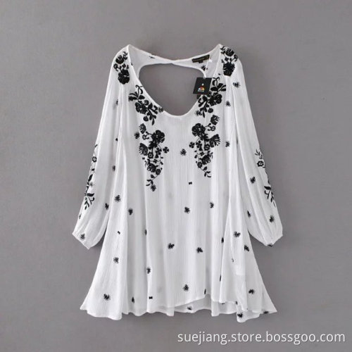 Women Casual Embroidered Dress